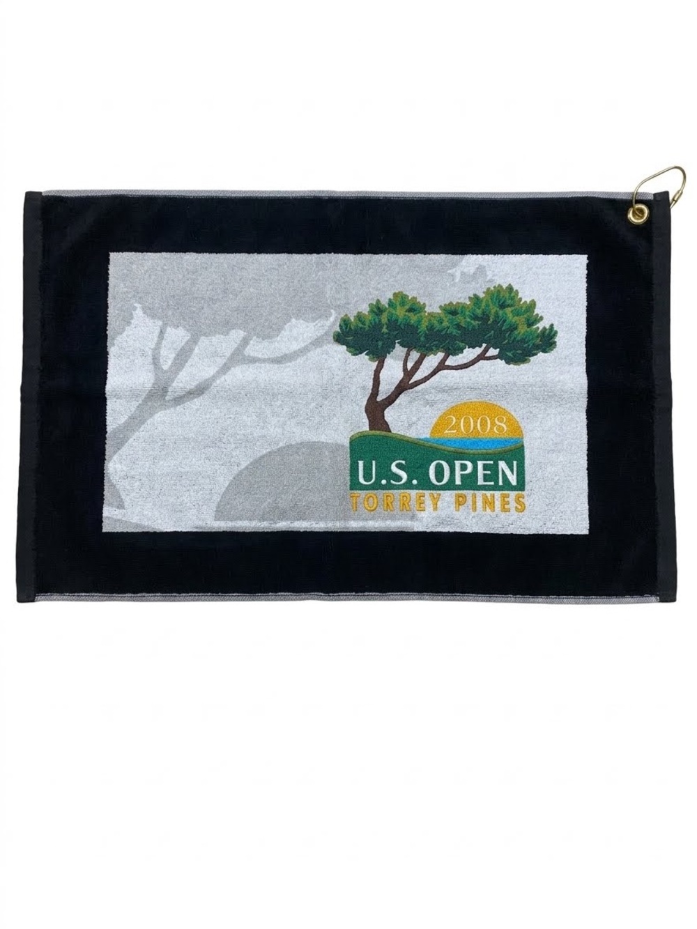 Vintage 2008 US Open Torrey Pines Golf Towel Tiger Woods Major Victory Souvenir